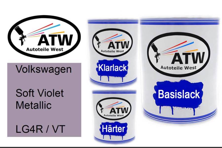 Volkswagen, Soft Violet Metallic, LG4R / VT: 1L Lackdose + 1L Klarlack + 500ml Härter - Set, von ATW Autoteile West.